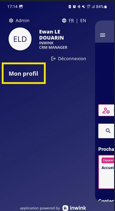 Then click on the button: “My profile”.